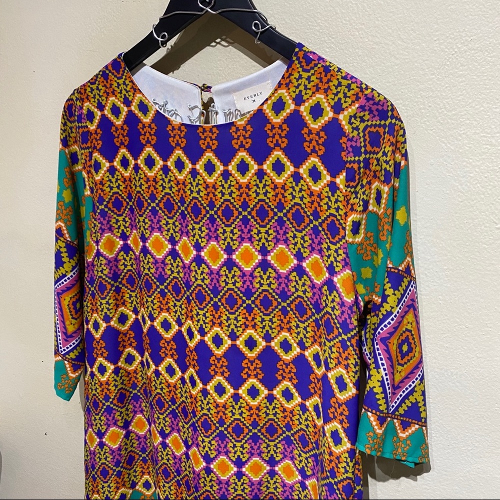 Everly Anthropologie Multi-Color Patterned Dress - image 7